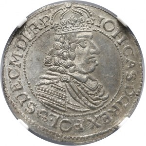 Polska, Jan II Kazimierz Waza 1649-1668, ort 1664, Toruń NGC MS63, RZADKI i PIĘKNY