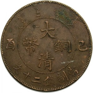 Chiny, Dynastia Qing, 20 cash 1909, mennica Tiencin (3)