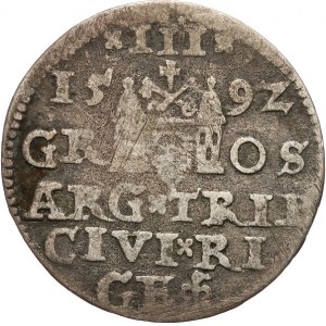 Polska, Zygmunt III Waza 1587-1632, trojak 1592, Ryga