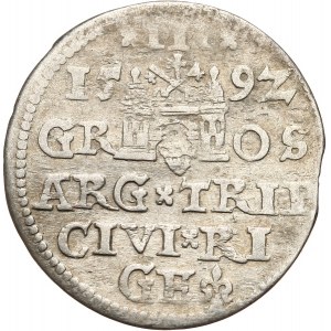 Polska, Zygmunt III Waza 1587-1632, trojak 1592, Ryga