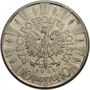 Polska, II Rzeczpospolita 1918-1939, 10 złotych Piłsudski 1939, Warszawa.