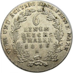 Niemcy, Prusy, Fryderyk Wilhelm III 1797-1840, 1/6 talara 1816 A, Berlin