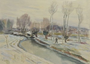 Henryk EPSTEIN (1892-1944), Zimowy pejzaż ze sztafażem