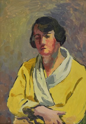 Leonard PĘKALSKI (1896-1944), Portret p. Wandy  P . w żółtym szlafroku