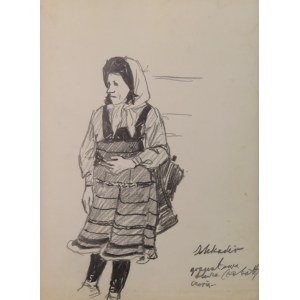 Ludwik Antoni Maciąg (1920-2007), Albanka - szkic typu ludowego i kostiumu - z cyklu „Szkice z Albanii”