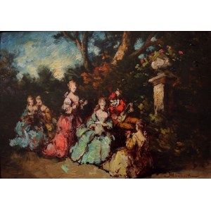 Adolphe Monticelli (1824-1886), Scena dworska w parku