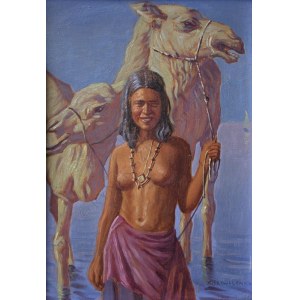 Konstantin Schewtschenko (1910-1991), Beduinenfrau mit Kamelen