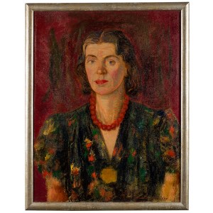 Edward Kokoszko (1900 Izdebno k.Grodziska Maz. - 1962 Warszawa), Portret kobiety w czerwonych koralach