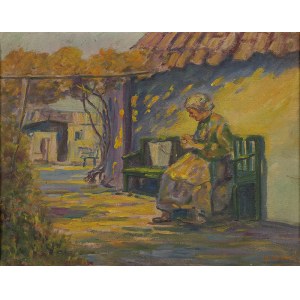 Anton de Brade (1887-1973), Samotna kobieta przed chatą