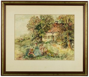 MN - w typie Antoine Watteau (XX w.), Muzykowanie w ogrodzie