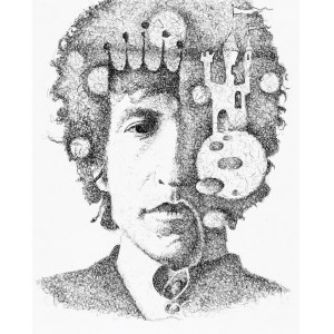 Portret Bob Dylan, 22,5x27cm grafika limitowana edycja