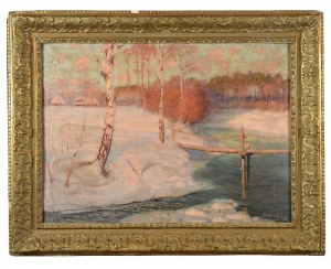 Roman BRATKOWSKI (1869-1954), Pejzaż zimowy z rzeką, 1928