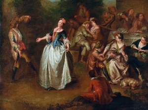 Nicolas LANCRET (1690-1743) - krąg, Jesień - Scena taneczna typu fete galante