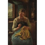 Zygmunt NADEL (1854-1926), Para obrazów: Mężczyzna palący fajkę, Szyjąca kobieta, 1903