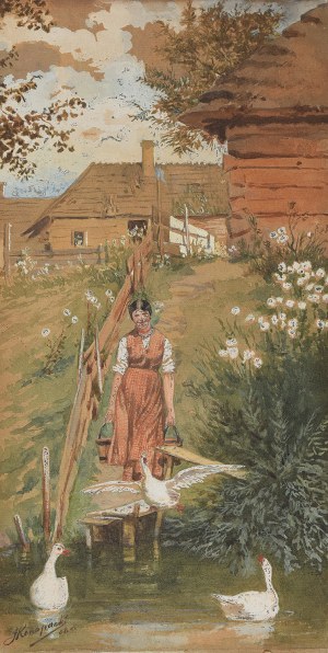 Jan KONOPACKI (1856-1894), Scena wiejska, 1888