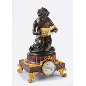 Adolphe MOUGIN (1848-1928), Zegar kominkowy z figurą czytającej kobiety