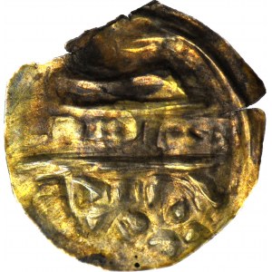 RRR-, Mieszko III Stary 1173-1202, Gniezno, Brakteat hebrajski BRACHA, Ptak i Książę
