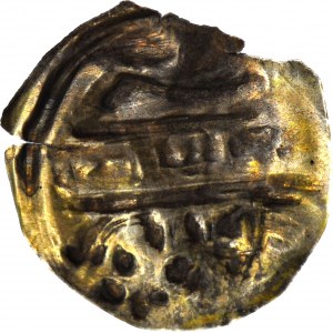 RRR-, Mieszko III Stary 1173-1202, Gniezno, Brakteat hebrajski BRACHA, Ptak i Książę