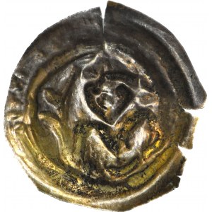 RR-, Mieszko III Stary 1173-1202, Gniezno, Brakteat łaciński, Książę z liściem palmowym, R5
