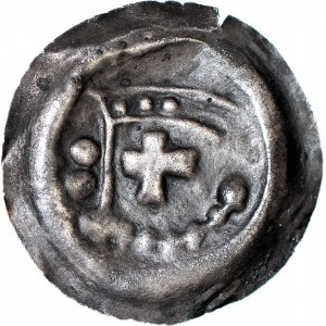 RR- Zakon Krzyżacki, Brakteat 1236-1248, Toruń, Ramię z proporcem, 2 kule