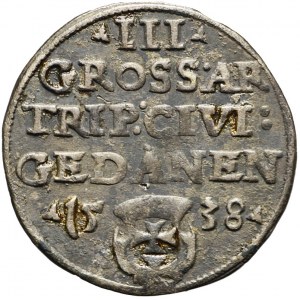 Zygmunt I Stary, Trojak 1538, Gdańsk, R3