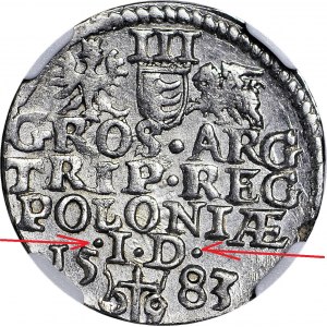 RR-, Stefan Batory, Trojak 1583, Olkusz, I-D nad tarczą