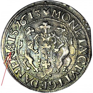 R-, Zygmunt III Waza, Ort 1613, Gdańsk, z błędem .SIS, rzadki, menniczy