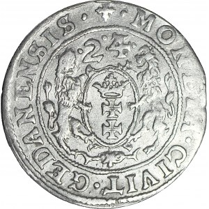 Zygmunt III Waza, Ort 1624/3, Gdańsk, LR:PR., nienotowany bez kropli po L, piękny