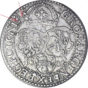 RR-, Zygmunt III Waza, Szóstak Malbork 1601 M/ w otoku data 99, b. rzadki, T.8mk, R6