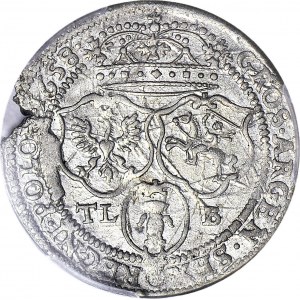 RR-, Jan II Kazimierz, Szóstak 1658, Kraków, TL-B pod herbami, T.15, R5, bardzo rzadki, menniczy