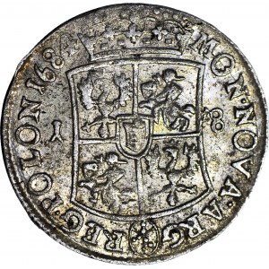 Jan III Sobieski, Ort 1684 Bydgoszcz, 6 pasów luźno, 5 loków pod opaską za uchem, ładny