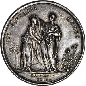 RRR-, August II Mocny, Medal 1747, 41,5 mm, srebro, zaślubinowy Marii Józefy, nieznana hybryda