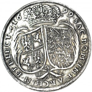 RR-, August II Mocny, Talar 1699, Drezno, WĄSKIE POPIERSIE, b. rzadki rocznik - odmienny, 1 notowanie