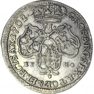 August II Mocny, Szóstak koronny 1702 EPH, Lipsk, ładny