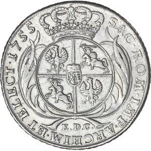 RR-, August III Sas, Talar koronny 1755 EDC, Lipsk, kiedyś uważany za PRÓBNY, rzadki