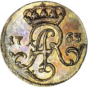 RR-, August III Sas, Trojak 1763, Elbląg, CZYSTE SREBRO, R6
