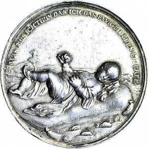 R-, Śląsk, Wrocław, Medal na chrzest ok. 1720, srebro 53 mm, Johann Kittel, rzadki