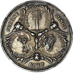 RR-, Śląsk, Medal ok. 1700r, srebro 45mm, J. Kittel, cnoty dobrego życia, b. rzadki
