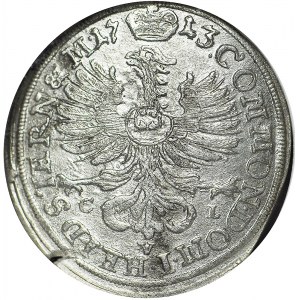 Śląsk, Księstwo Oleśnickie, Karol Fryderyk, 6 krajcarów 1713 , Oleśnica, bardzo ładne