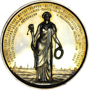 Śląsk, Medal 1846 srebro 42mm, Wrocław, Loos i Schilling, 150-lecia Towarzystwa Dwunastu, WYŚMIENITY