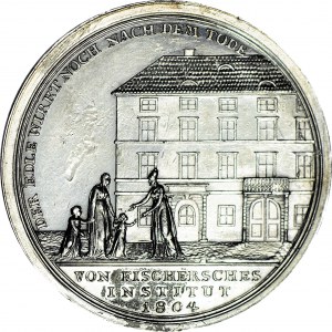 R-, Medal 1804r, Ryga, srebro 42 mm, Loos, śmierć von Fischera, założyciela sierocińca dla dziewcząt w Rydze