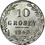 Kingdom of Poland, 10 groszy 1840, EXCELLENT
