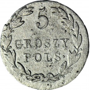 Królestwo Polskie, Aleksander I, 5 groszy 1823 IB, b. rzadki rocznik