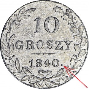 RR-, 10 Groszy 1840 Z KROPKĄ PO DACIE, 0 razy WCN