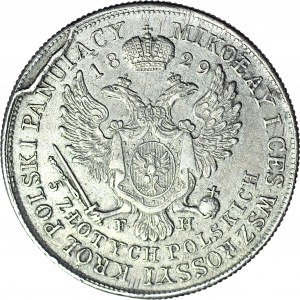 R-, Królestwo Polskie, Mikołaj I, 5 złotych 1829 FH, ładne