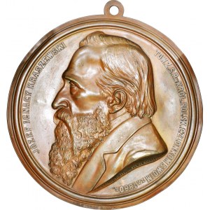 Józef Ignacy Kraszewski, Medalion 1880, Warszawa A. Pruszyński, 26cm, piękny