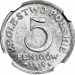 Królestwo Polskie, 5 fenigów 1918 FF, mennicze