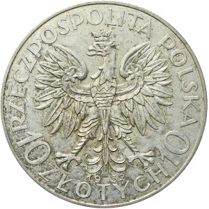 RR-, PRÓBA, 10 złotych 1932, Głowa kobiety, Warszawa