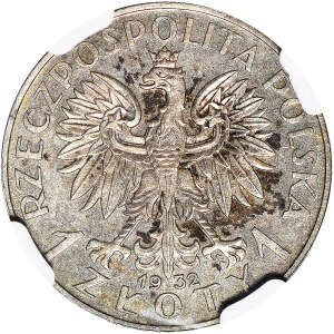 RR-, PRÓBA, 1 złoty 1932, Głowa kobiety, srebro, mennicza