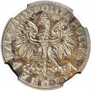 RR-, PRÓBA, 1 złoty 1932, Głowa kobiety, srebro, mennicza